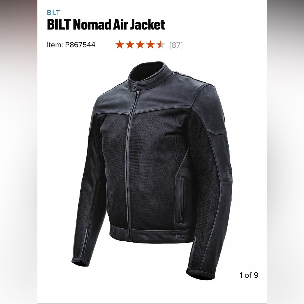 Bilt motorcycle jacket - padded leather and mesh